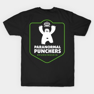 Paranormal Punchers Doubled Sided Shirt w Logo Badge and Bigfoot and Aliens T-Shirt